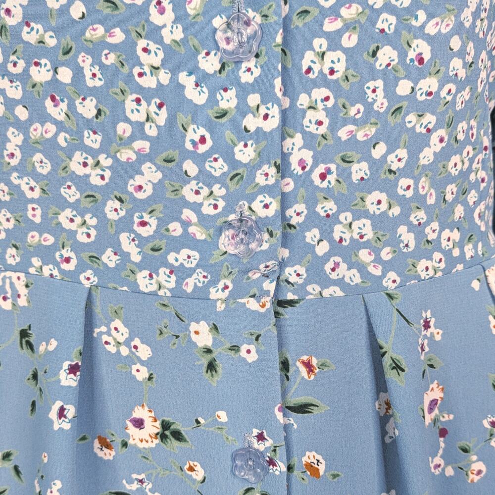 Vtg 90s Teddi Patchwork Floral Midi Dress 2X Plus Size Tie Waist Pocket Cottage - Picture 4 of 10